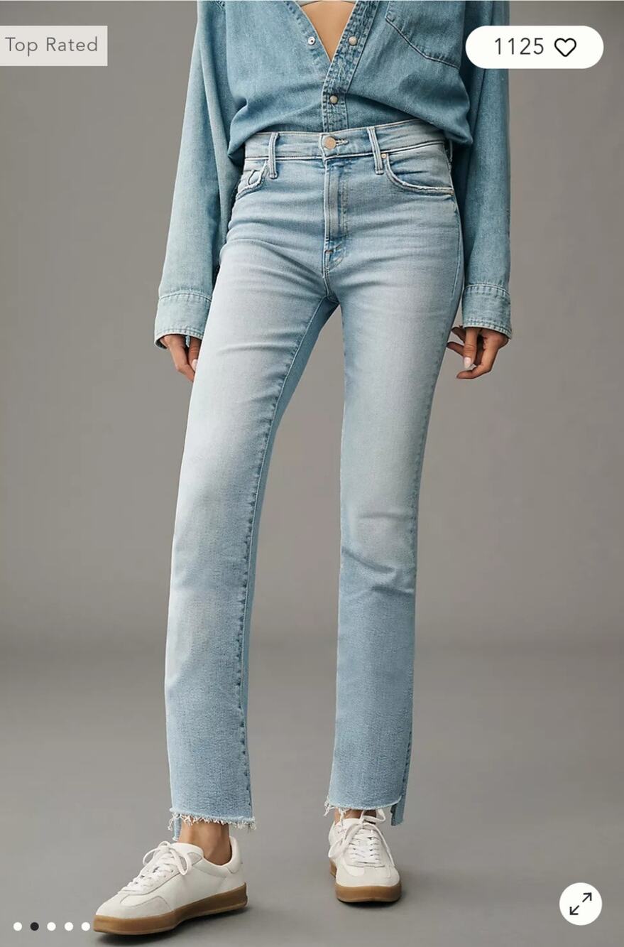 Mother Light Wash The Insider Crop Step Fray Jeans Limited Edition Wash Size 26